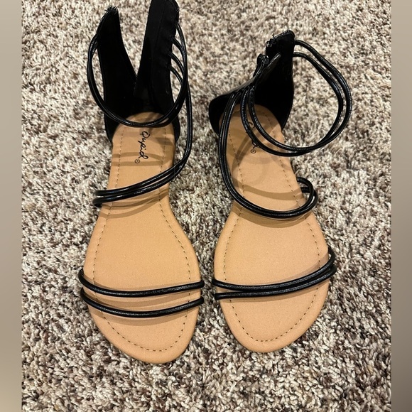 None Shoes - NWT BLACK STRAPPY ZIP SANDALS